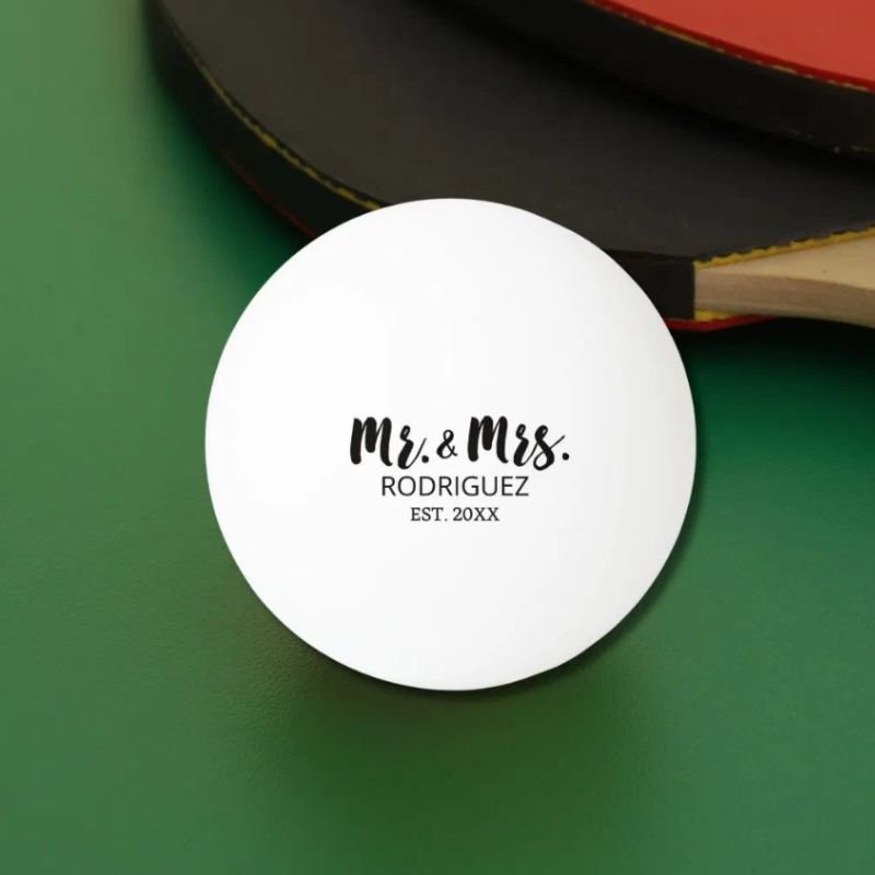 Mr. and Mrs. Modern Brush Font Wedding Gift Ping Pong Ball
