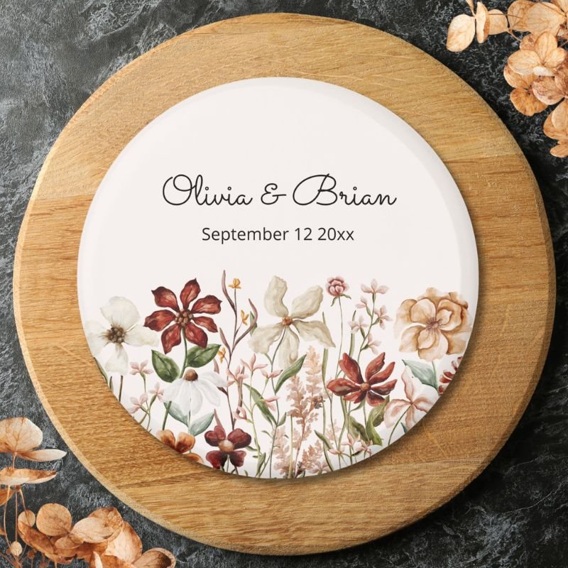 Personalized Watercolor Vintage Wildflower Meadow Magnet