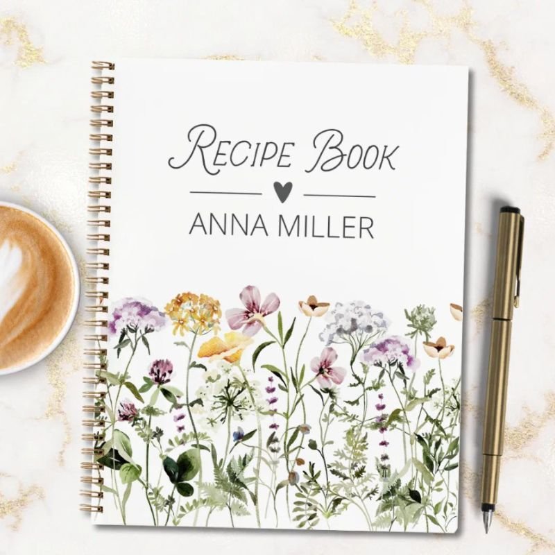 Personalized Wildflower Floral Garden Recipe Book