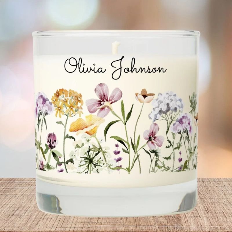 Personalized Name Wildflower Garden Scented Candle