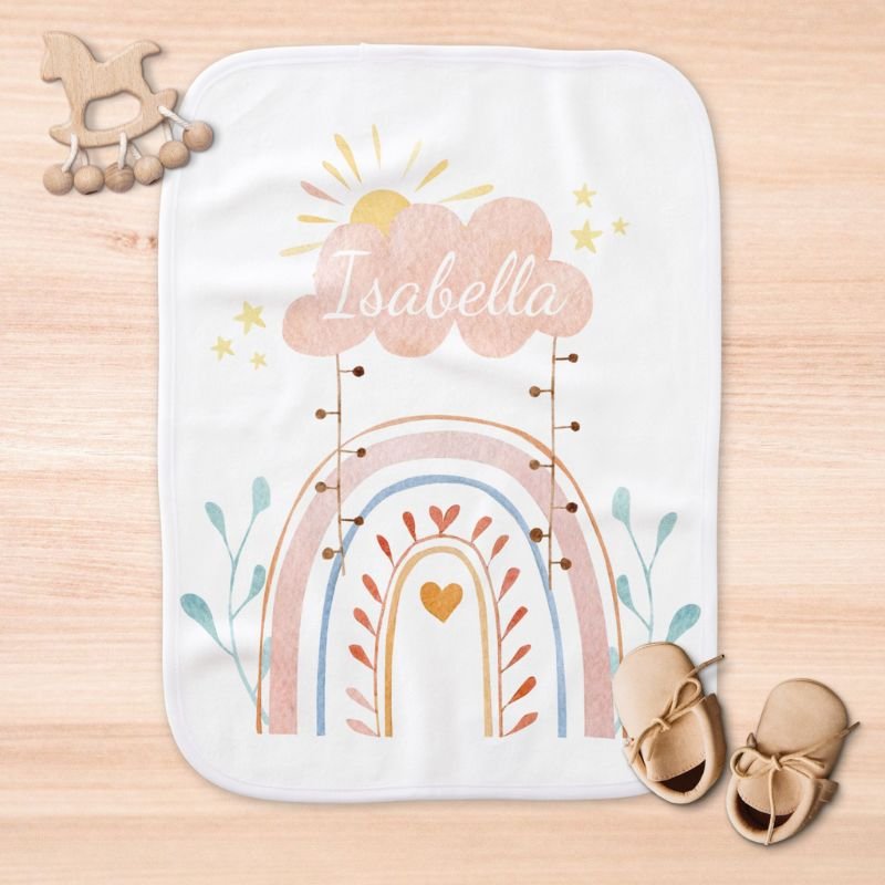 Cute Pink Rainbow Baby Burp Cloth