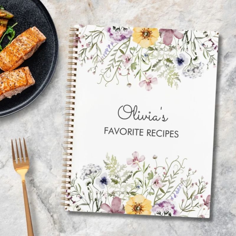Colorful Wildflower Personalized Recipe Book