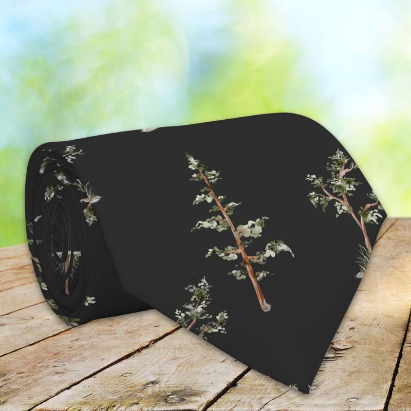 Green Tree Forest Pattern Neck Tie