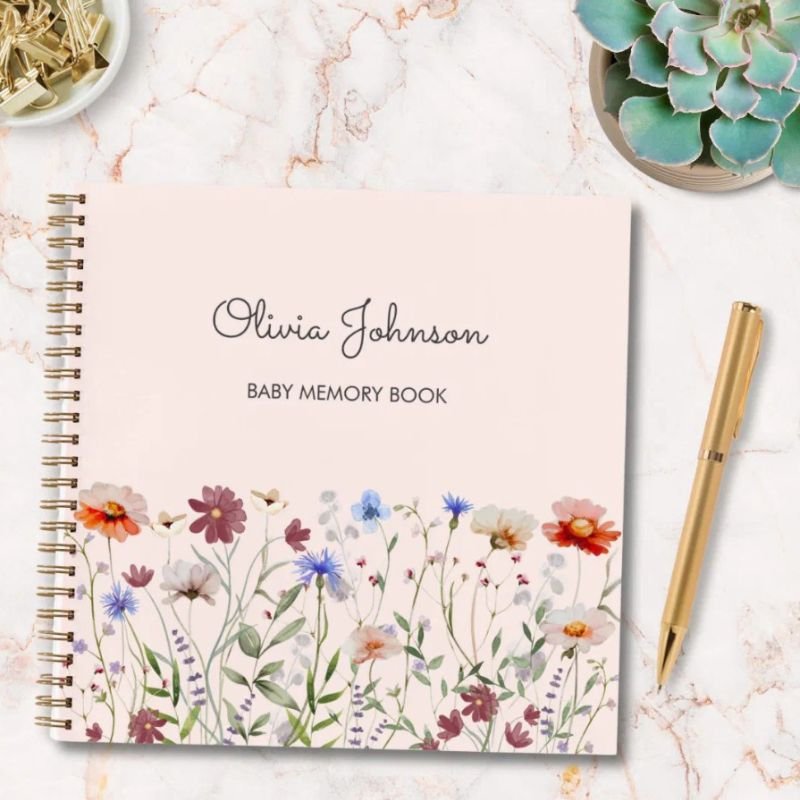 Watercolor Colorful Wildflower Baby Memory Book