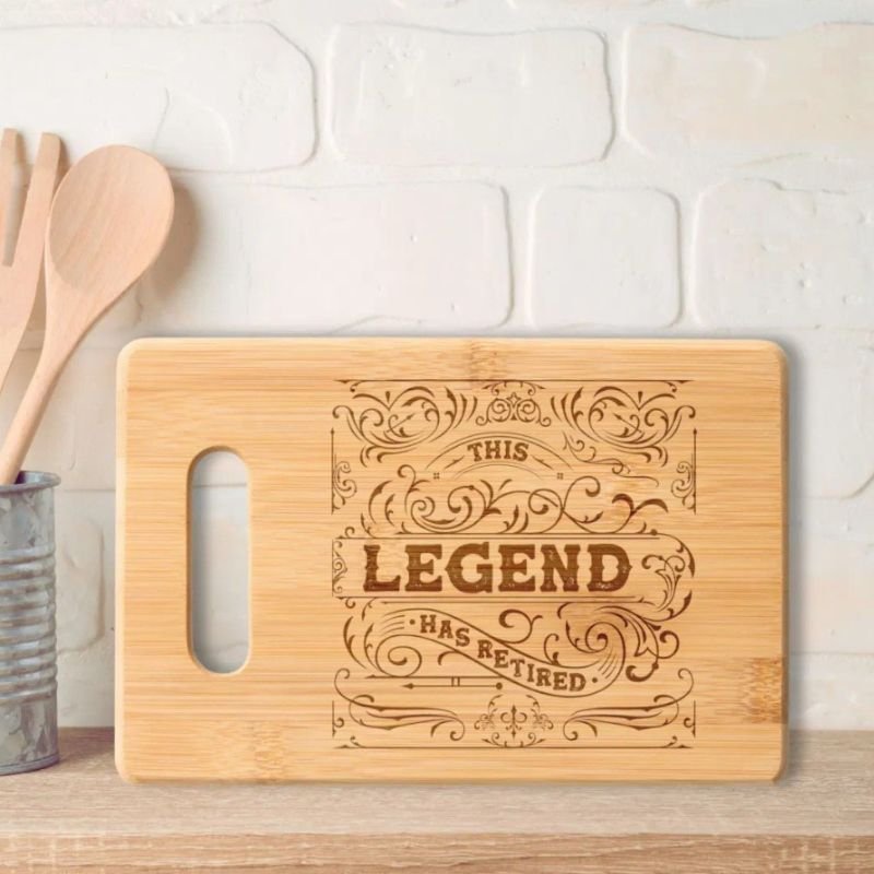 Vintage Rustic Legend Retirement Engraved Cutting Board