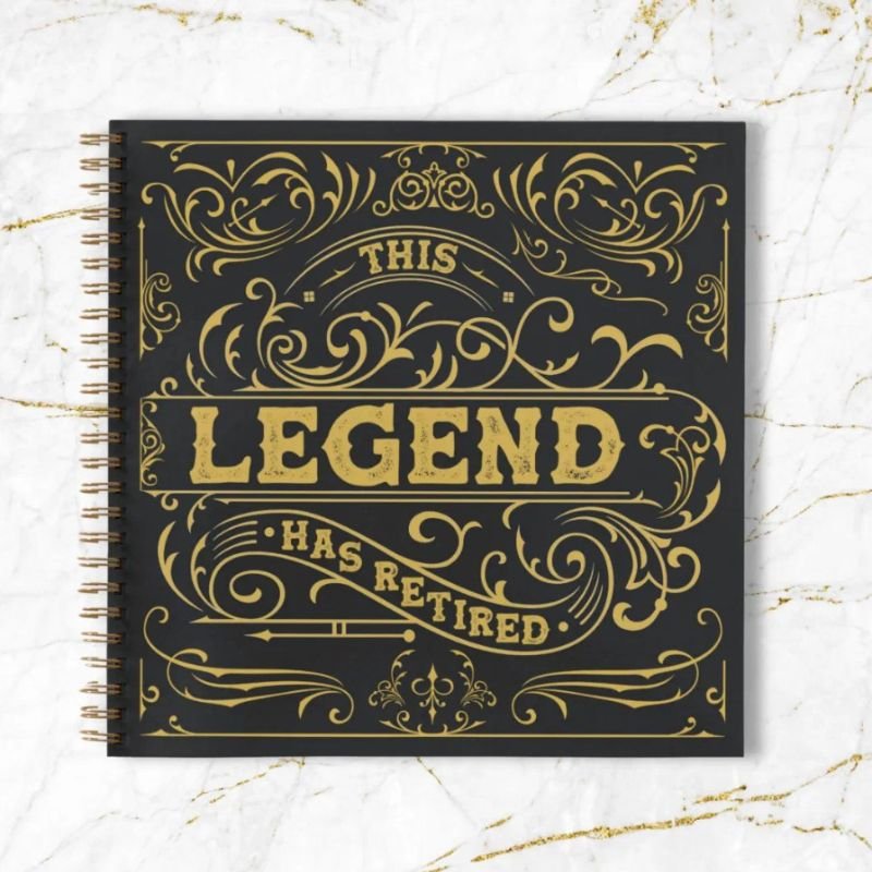 Vintage Black Gold Legend Retirement Guest Book