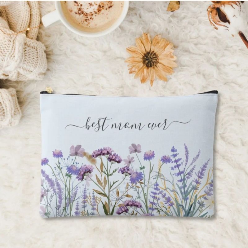 Watercolor Purple Wildflower Meadow Accessory Pouch