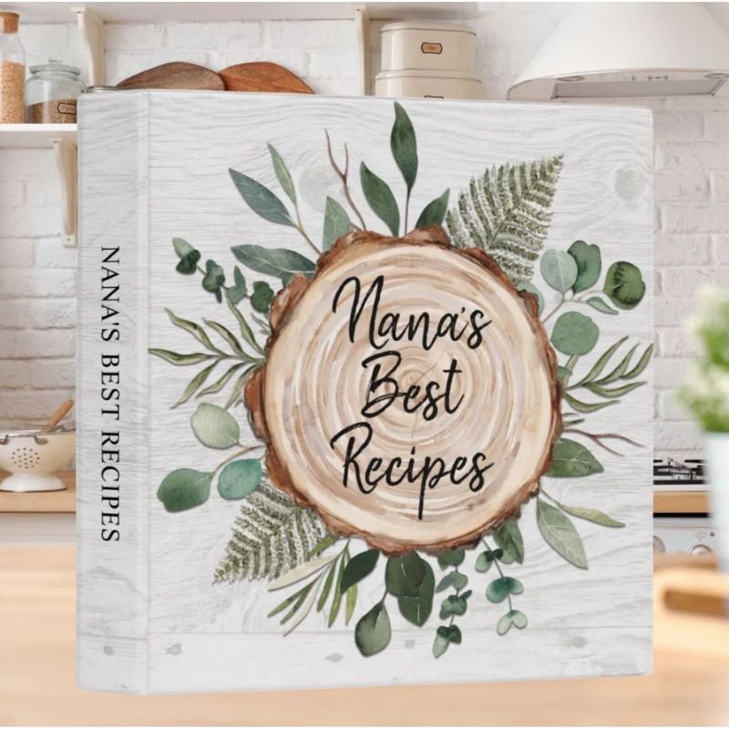 Recipe Cookbook Organizer Rustic Wood 3 Ring Binder