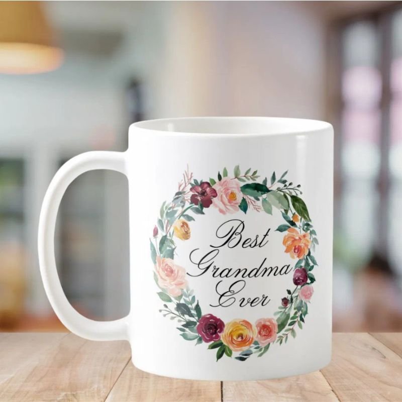 Fall Autumn Rose Flower Floral Wreath Best Grandma Coffee Mug