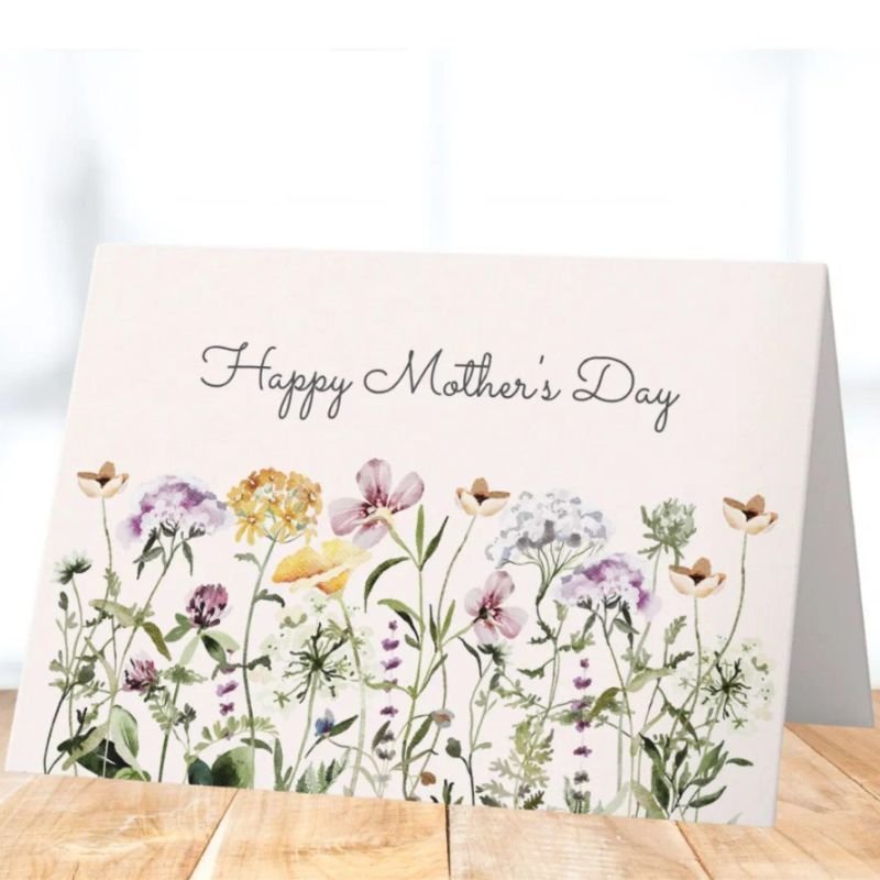 Watercolor Colorful Wildflower Garden Mothers Day Card