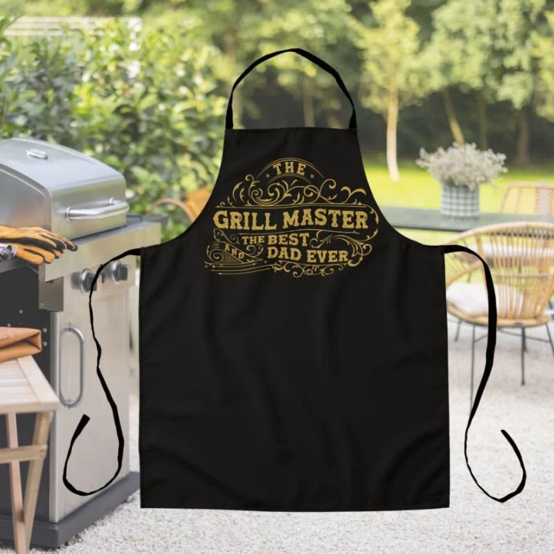 Grill Master and Best Dad Ever Fathers Day Black Apron