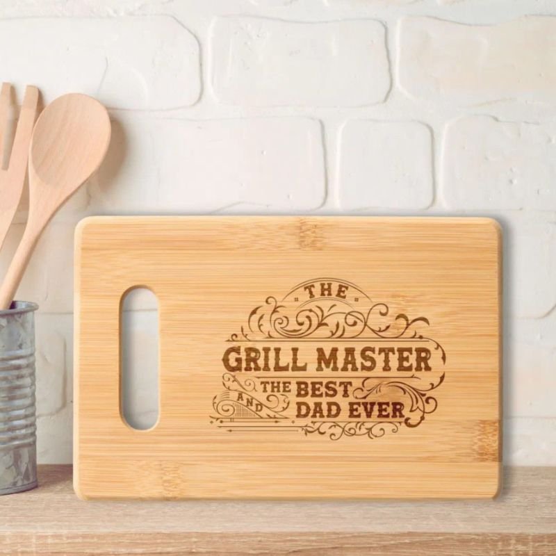 Grill Master and Best Dad Ever Fathers Day Engraved Cutting Board