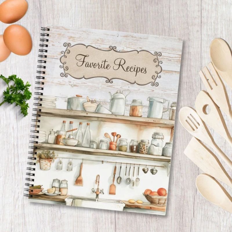 Rustic Wood Farmhouse Kitchen Family Recipe Book