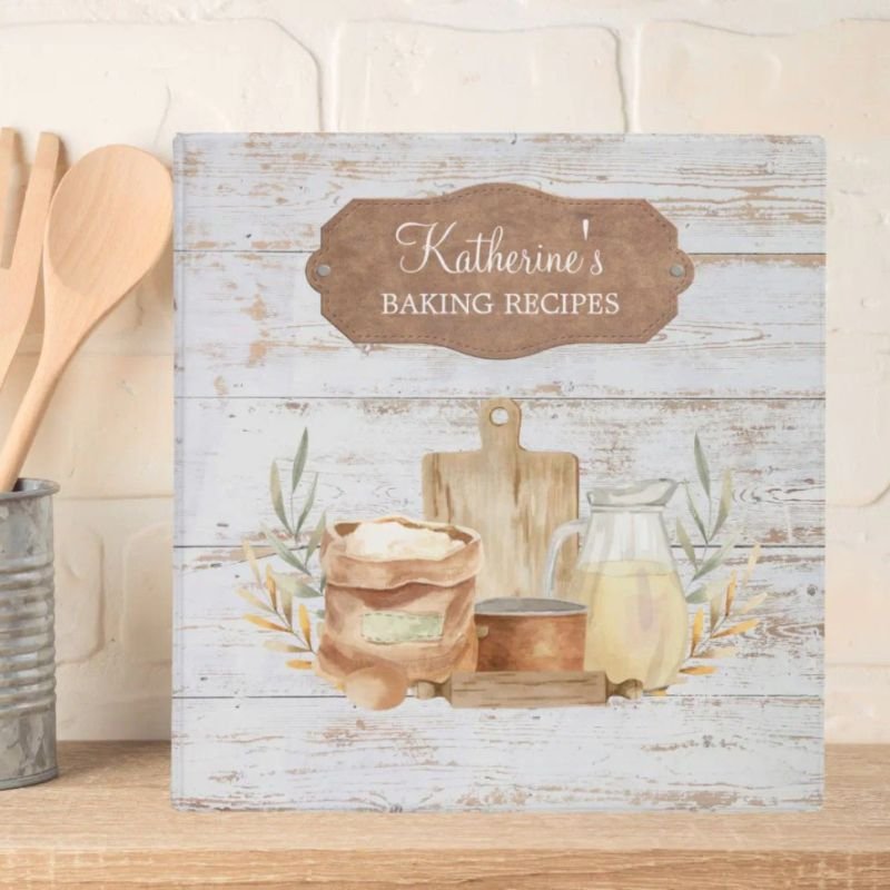Rustic Farmhouse Watercolor Baking Supplies Recipe 3 Ring Binder