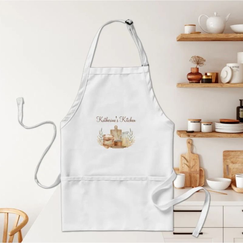 Personalized Watercolor Baking Supplies Cooking Adult Apron