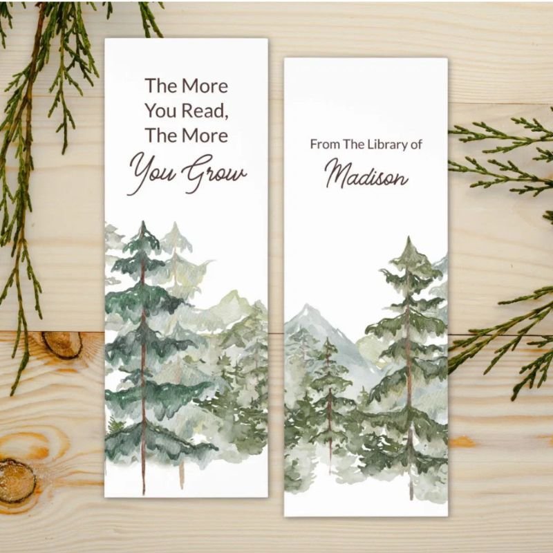 Book Quote Watercolor Pine Forest mountain Rustic Bookmarks