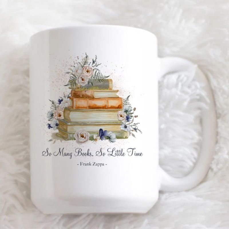 Custom Quote Books Vintage Beige Blue Flowers Coffee Mug