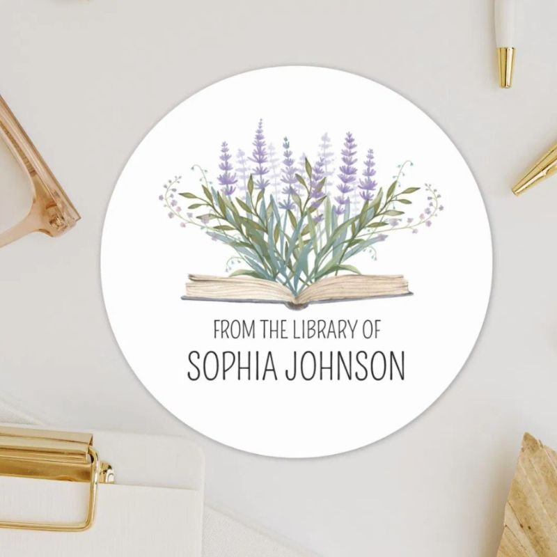 Lavenders on Book From the Library of Bookplate