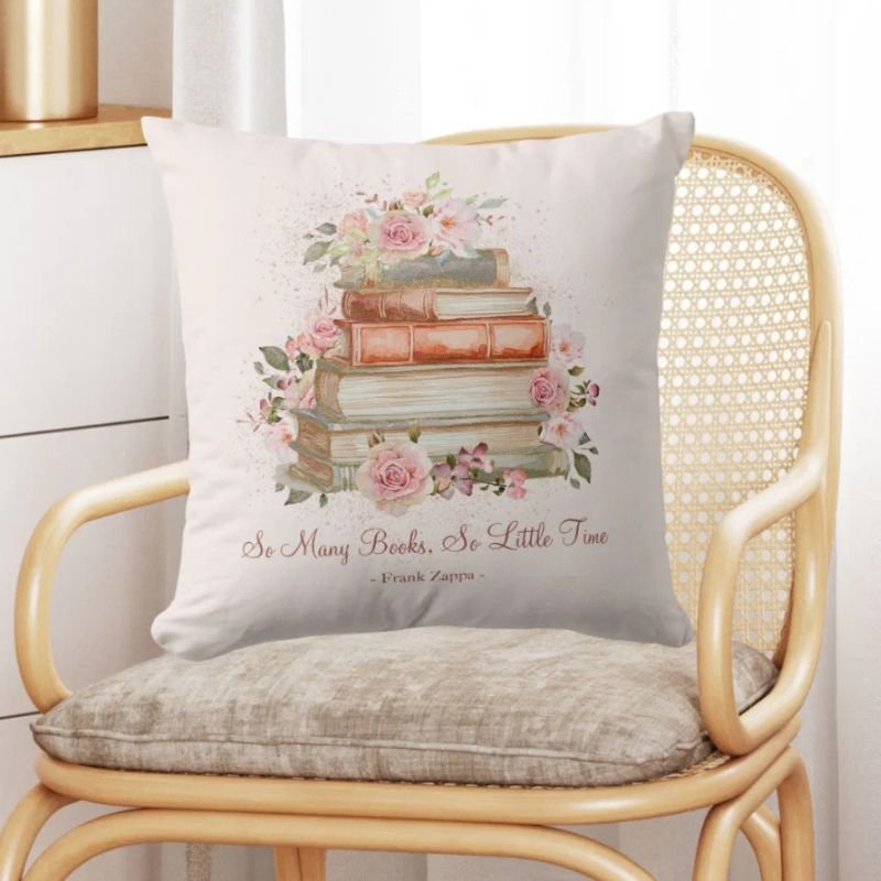 Custom Quote Books and Vintage Pink Roses Throw Pillow