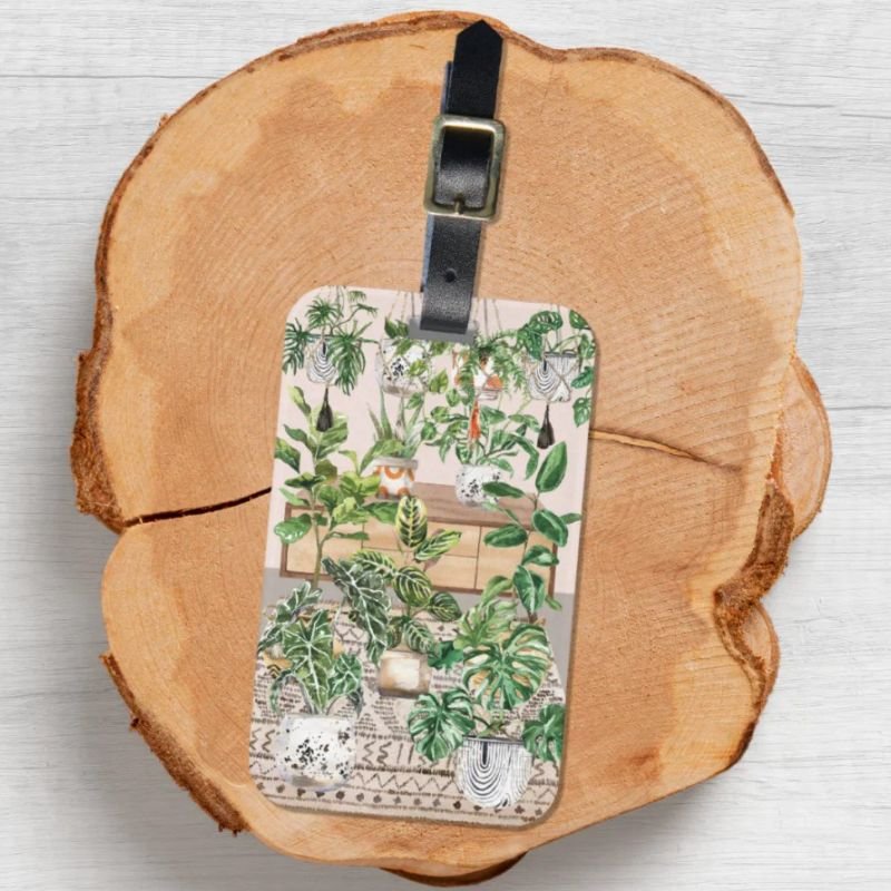 Watercolor Tropical Houseplants Luggage Tag