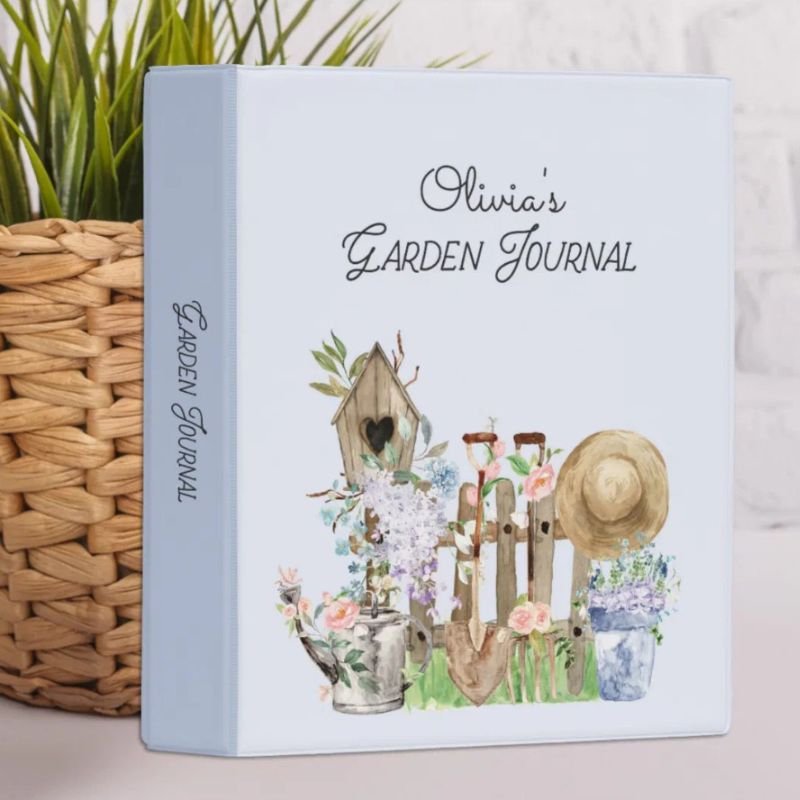 Watercolor Floral Gardening Tools Garden Journal Mini Binder
