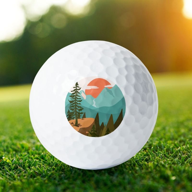 Modern Abstract Forest, Mountains, and Sunrise Golf Balls