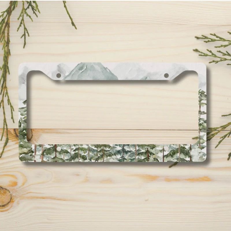 Pine Forest and Mountains License Plate Frame