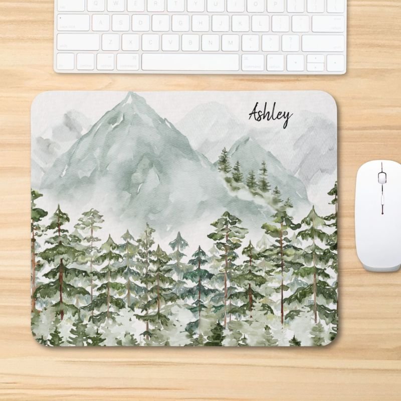 Pine Forest and Mountains Mouse Pad