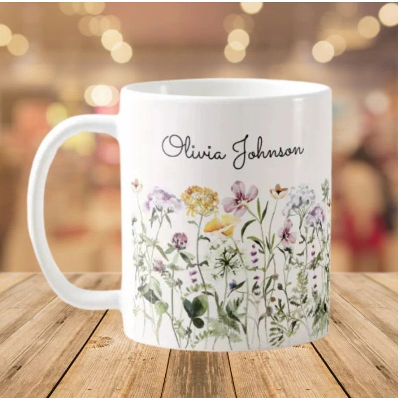 Personalized Name Wildflower Garden Coffee Mug