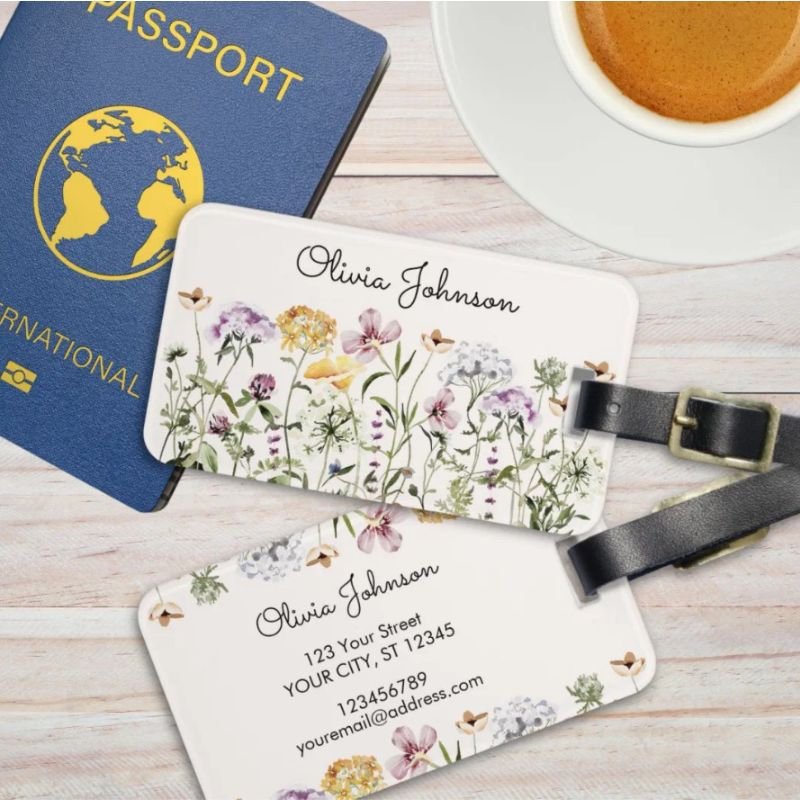 Personalized Name Wildflower Garden Luggage Tag