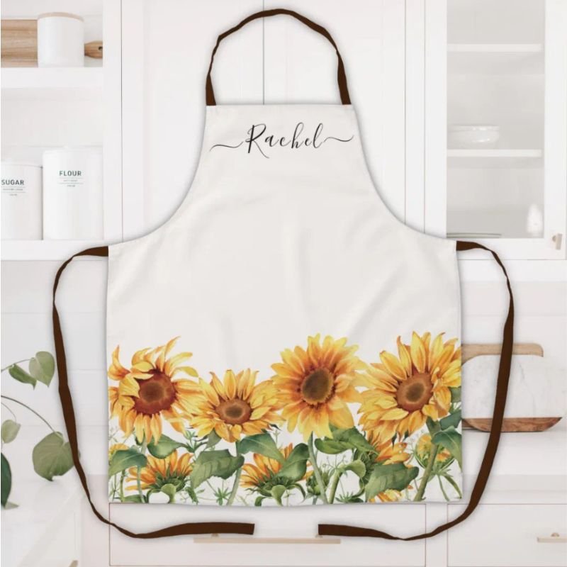 Monogrammed Rustic Yellow Sunflower Garden Apron