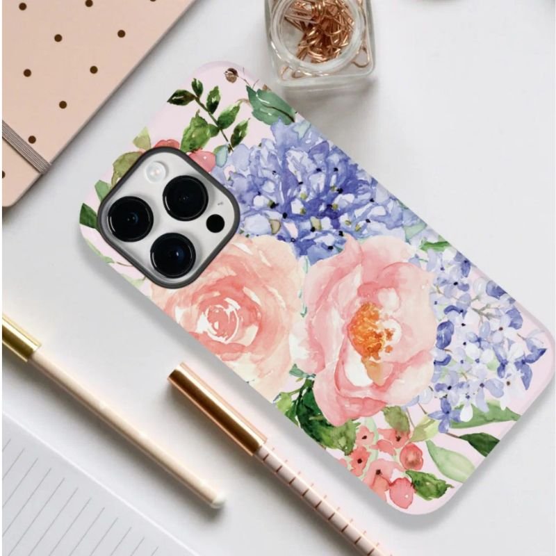 Blue Pink Hydrangea Peony Spring Flower Floral Case-Mate iPhone Case