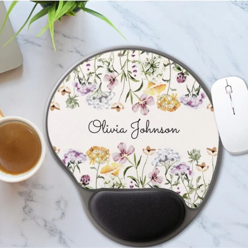 Personalized Name Wildflower Garden Gel Mouse Pad