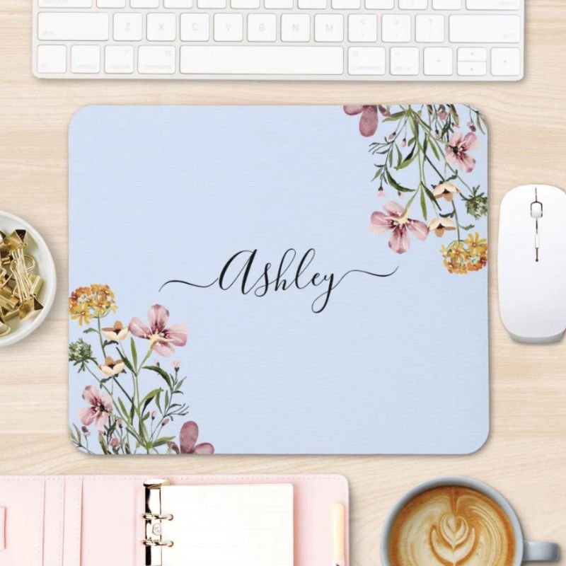 Monogram Watercolor Wildflower Bouquet #1 Mouse Pad