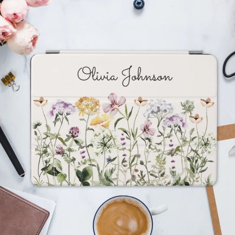 Personalized Name Wildflower Garden iPad Mini Cover