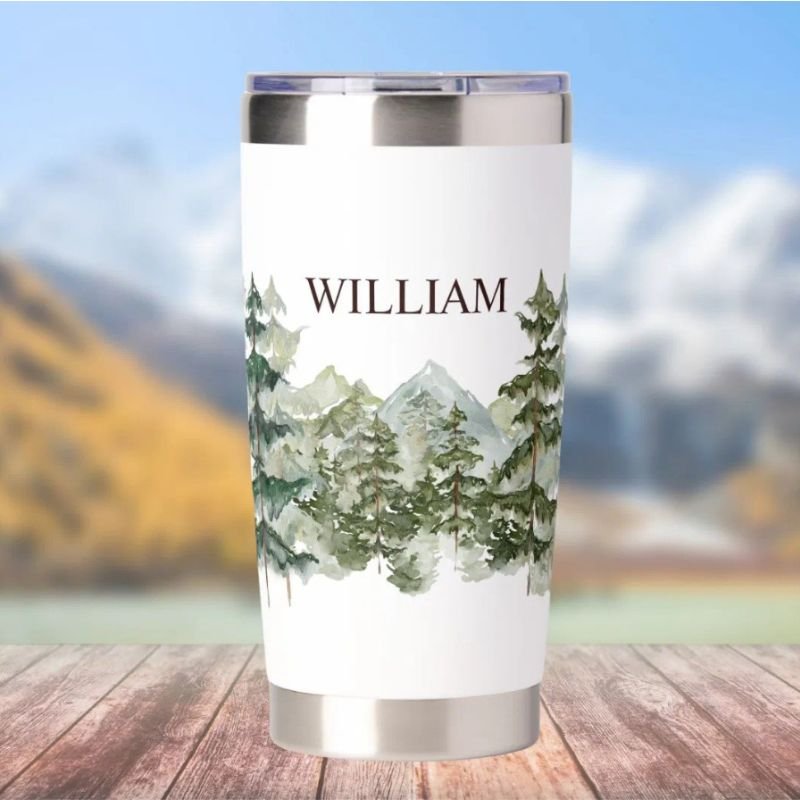 Personalized Pine Forest and mountain Nature Insulated Tumbler