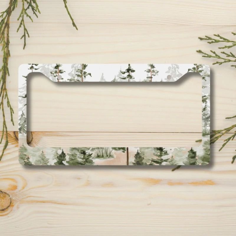 Watercolor Green Forest License Plate Frame