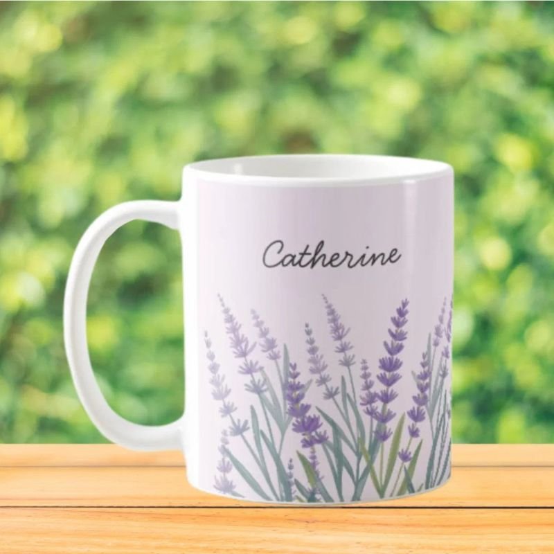 Purple Lavender Watercolor Floral Coffee Mug