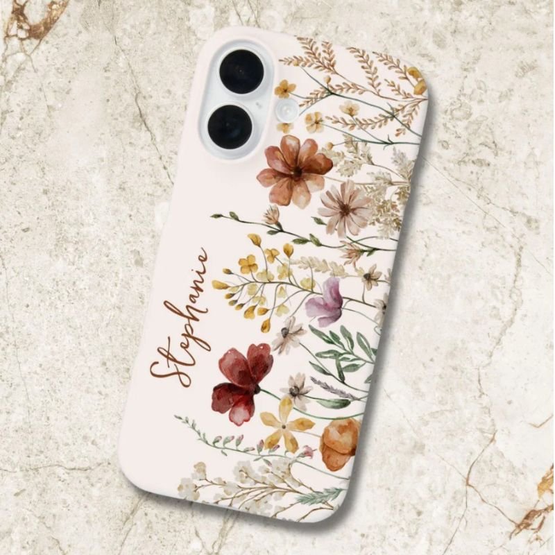 Monogrammed Watercolor Wildflower Pretty Floral Case-Mate iPhone Case