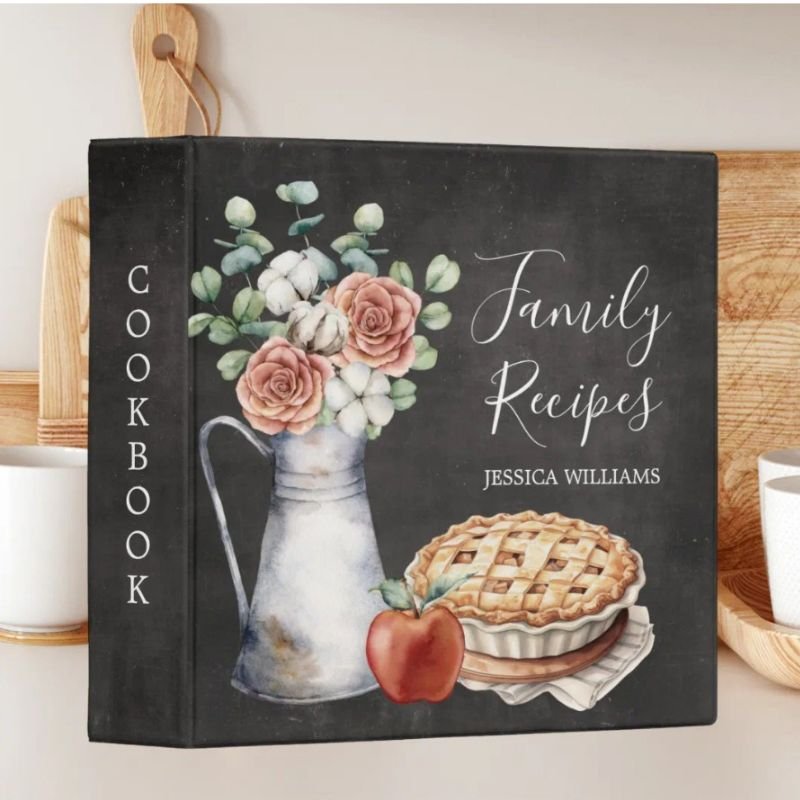 Rustic Country Farmhouse Black Family Recipe 3 Ring Binder