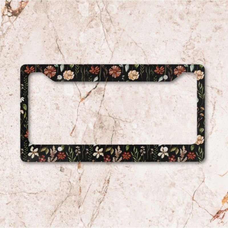Watercolor Vintage Wildflower Floral Botanical License Plate Frame