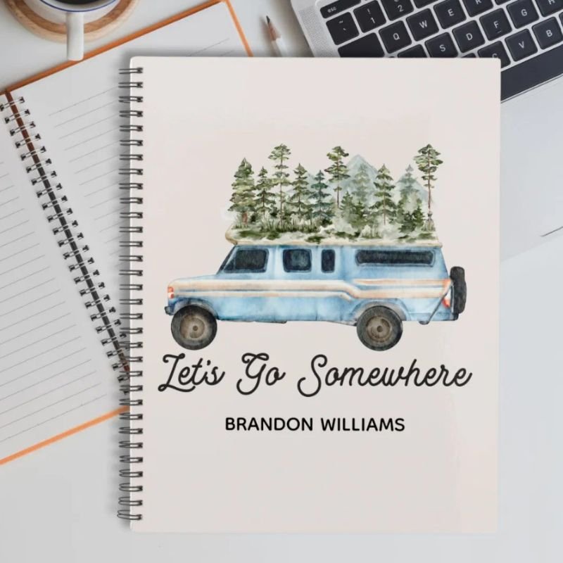 Camping Road Trip Quote Let's Go Somewhere Notebook