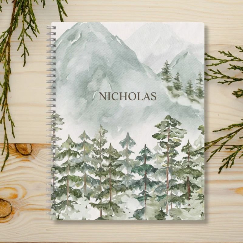 Forest and Mountain Rustic Watercolor Notebook