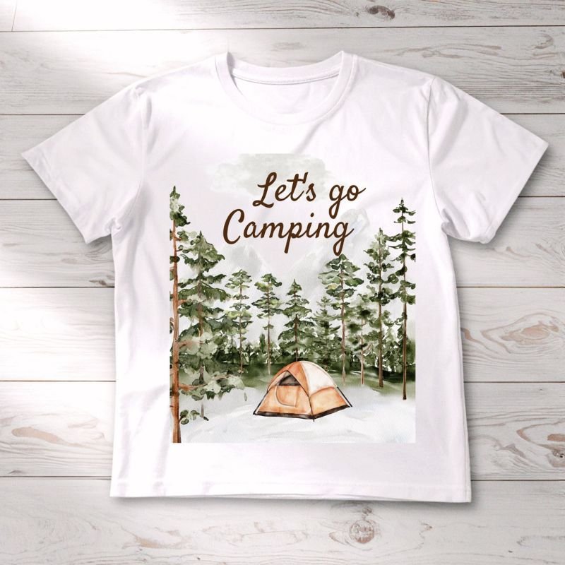 Personalized Quote Watercolor Camping in Nature Baby T-Shirt