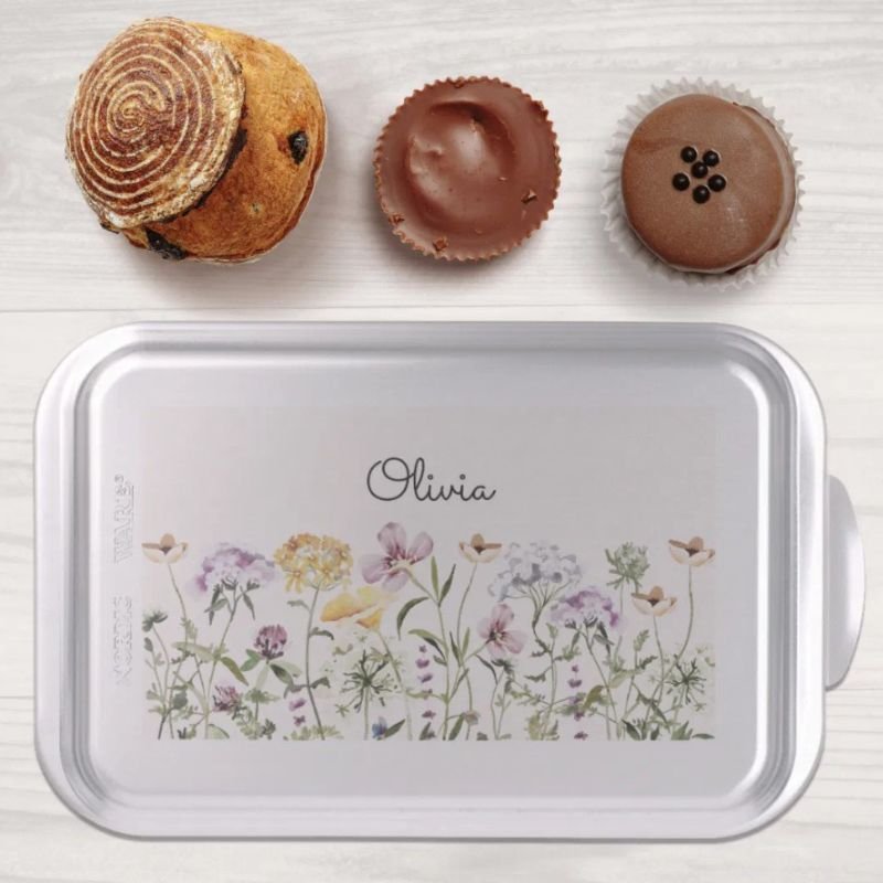 Personalized Name Wildflower Garden Cake Pan