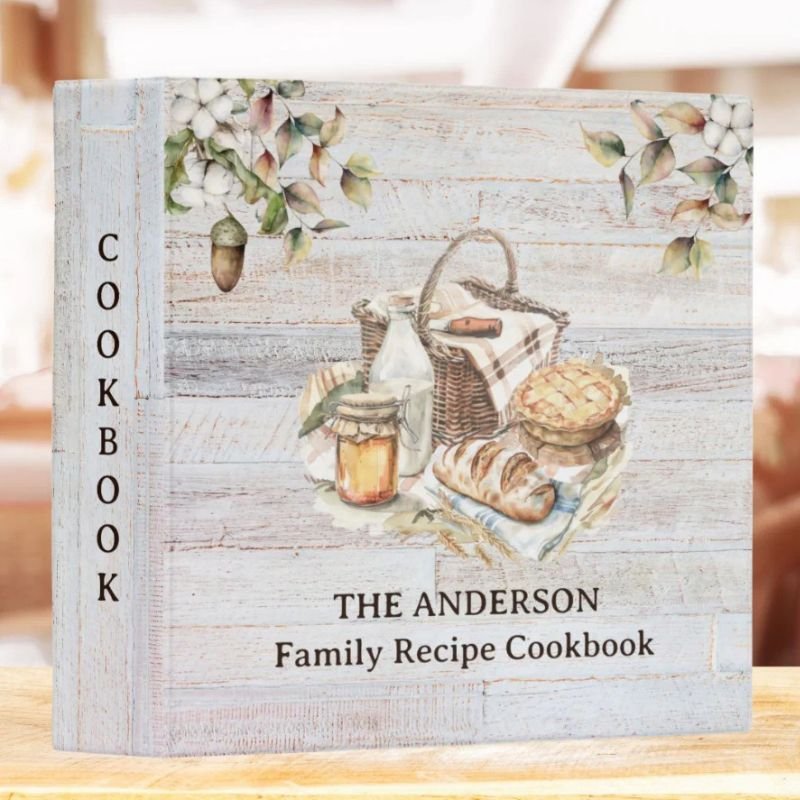 Rustic Country Personalized Family Recipe Cookbook 3 Ring Binder