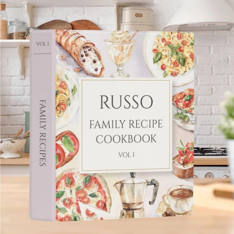 Italian Food illustration Family Recipe Cookbook Mini Binder