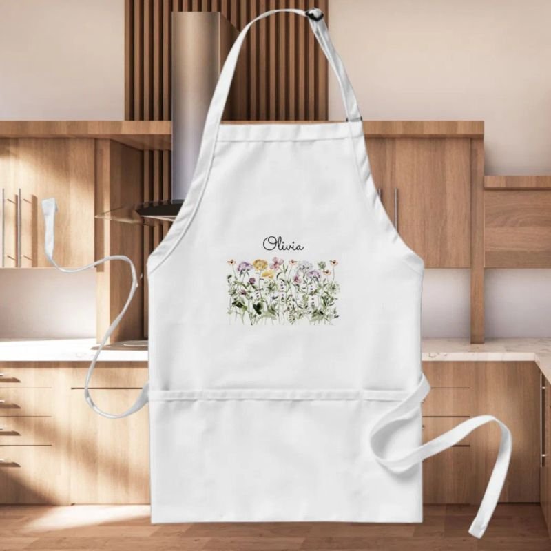 Personalized Name Wildflower Garden Adult Apron