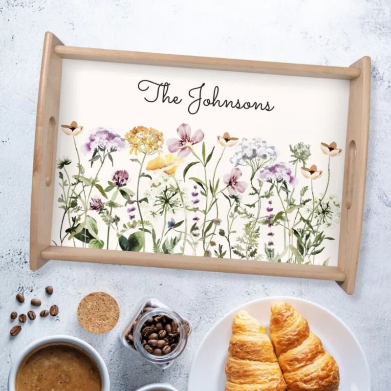Personalized Name Wildflower Garden Serving Tray