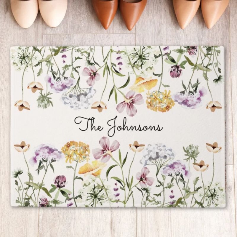 Personalized Name Wildflower Garden Doormat